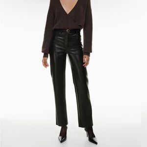 Aritzia Wilfred Melina High Rise Straight Leg Faux Leather Pants Black
